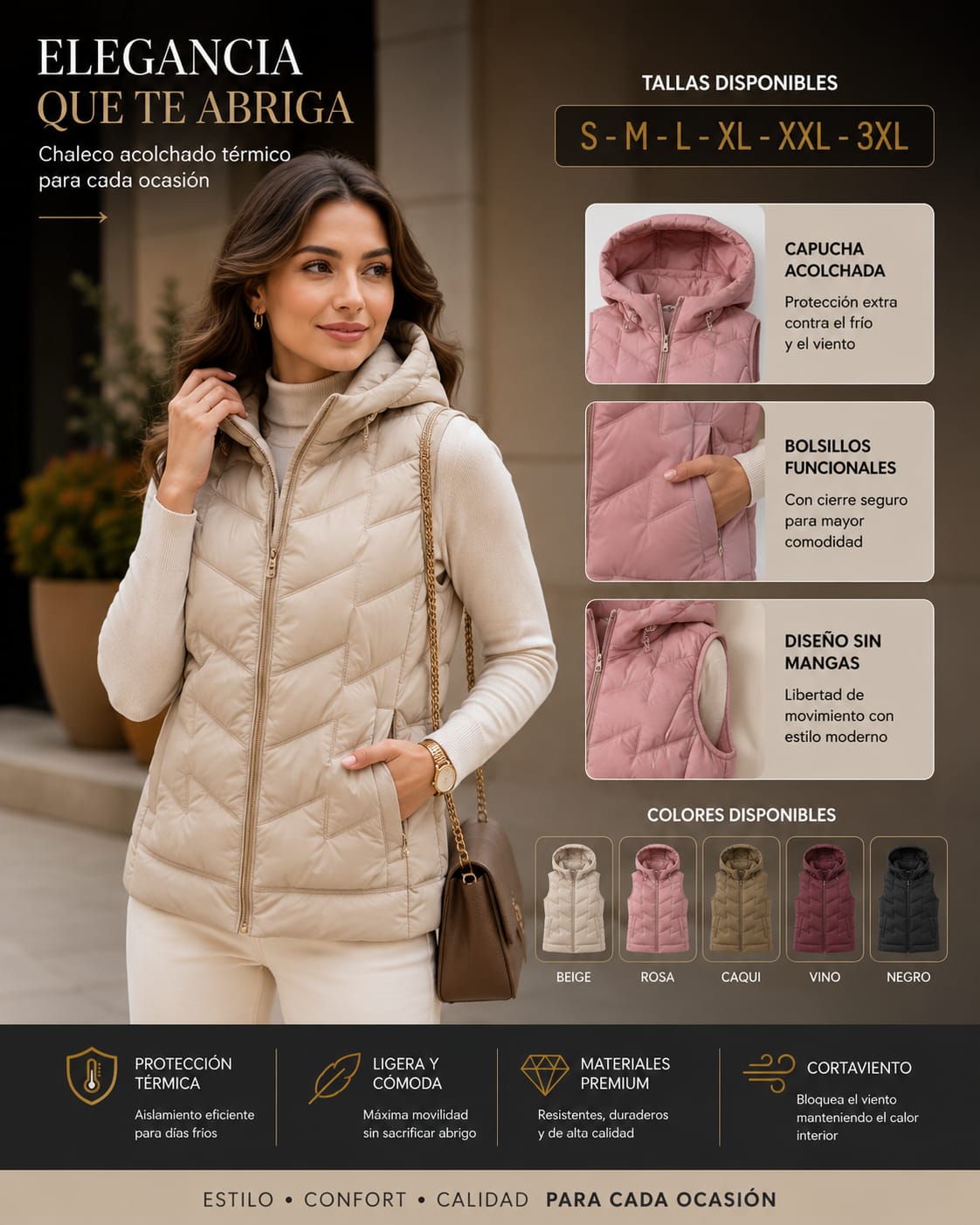 Chaleco Acolchado Premium: Confort sin límites para cada ocasión.
